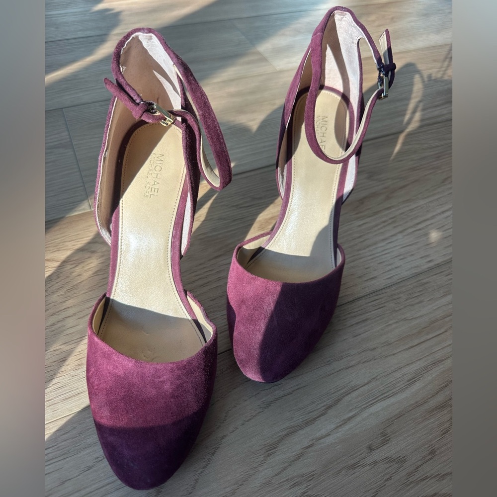 Michael Kors Burgundy Suede Ankle-Strap Heel size 8.5 - Picture 6 of 8